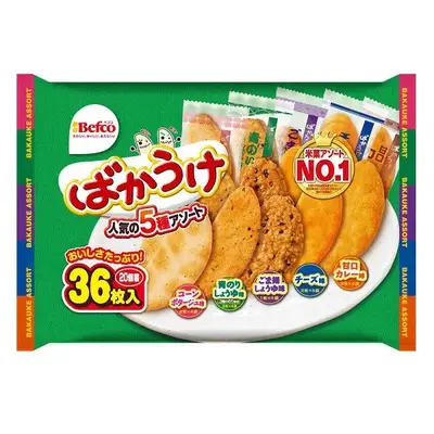 Kuriyama Beika Bakauke Rice Crackers - 5 Flavors Assortment