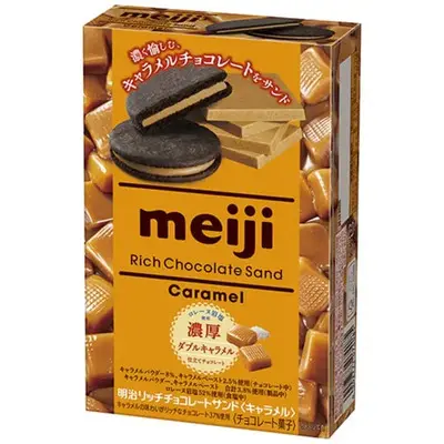 Meiji Rich Chocolate Biscuit Sandwich - Caramel 6 pcs
