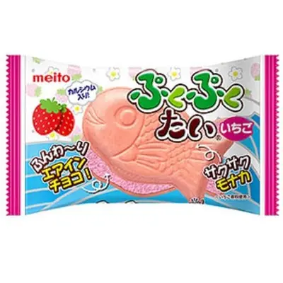 Meito Pukupuku Tai Crunch Chocolate Taiyaki Snacks - Strawberry