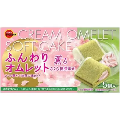 Bourbon Cream Omelet Soft Cake - Sakura Matcha Flavor